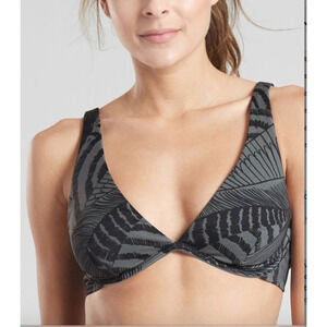 Athleta | Herb Olive & Black Zuma Plunge Bikini Top -  Size 32D/DD